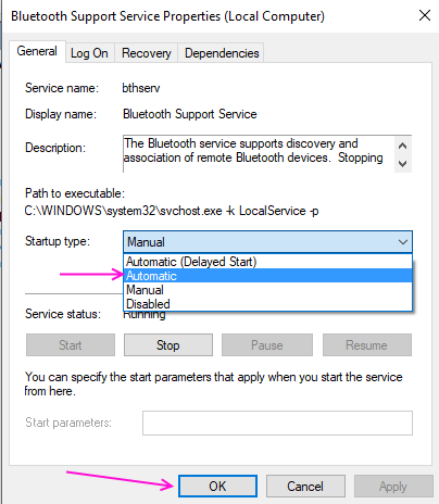 Bluetooth Support Service Automatic