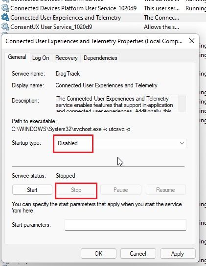 Disable Connected User Experiences and Telemetry