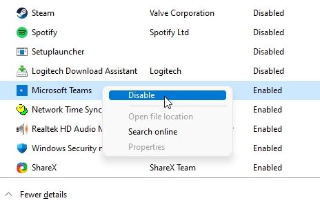 Disable Startup Apps