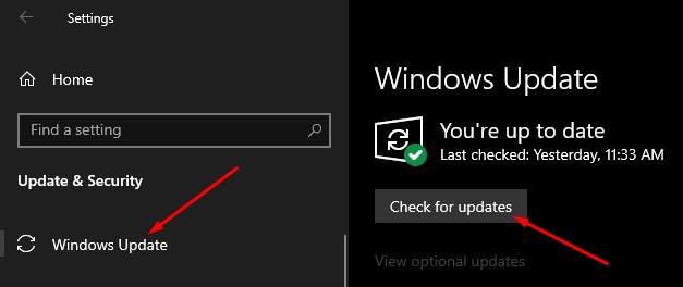Windows Check For Update