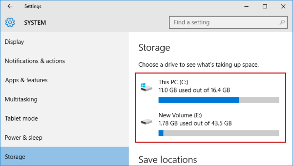 Check Storage Space On Windows